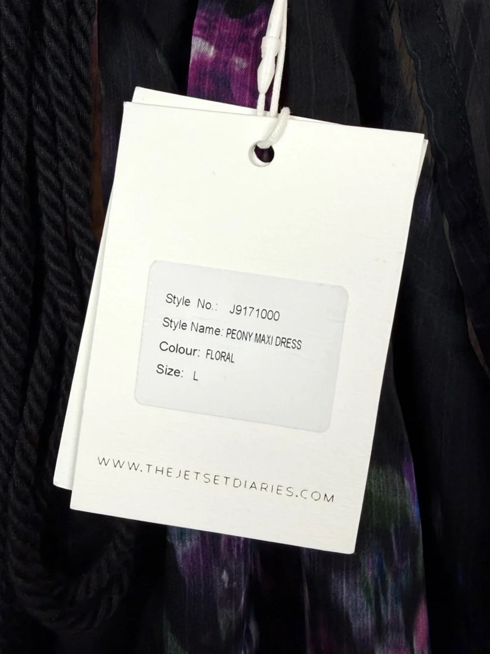 (NWT) THE JETSET DIARIES • Black/Multi Floral Peony Semi-Sheer Maxi Dress, L - Picture 14 of 14